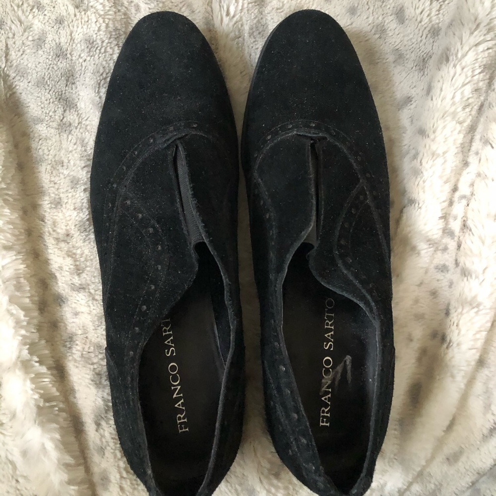 Franco Sarto Black Suede Loafers